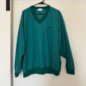 Izod Windbreaker Men's Large Green Vintage Embroidered Zip Pockets Golf Active L
